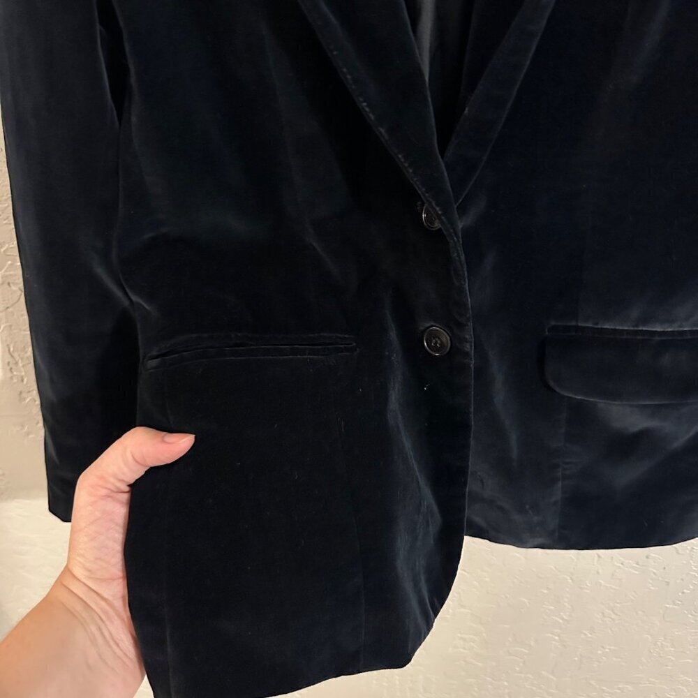 Y Anthony’s Plus Size Black Crushed Velvet Long Sleeved Vintage Cotton Blazer - Picture 6 of 10